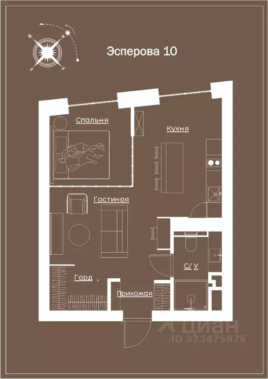 1-к кв. Санкт-Петербург ул. Эсперова, 10 (44.0 м) - Фото 2
