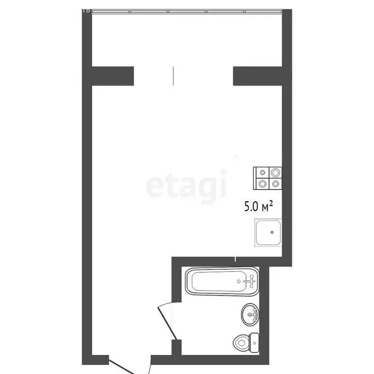Квартира-студия: Тюмень, улица Бабарынка, 16Б (12.7 м) - Фото 1