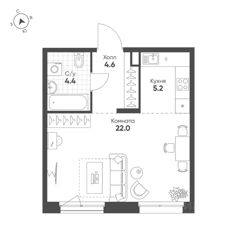 Студия Свердловская область, Екатеринбург Солнечный жилрайон,  (36.2 ... - Фото 1