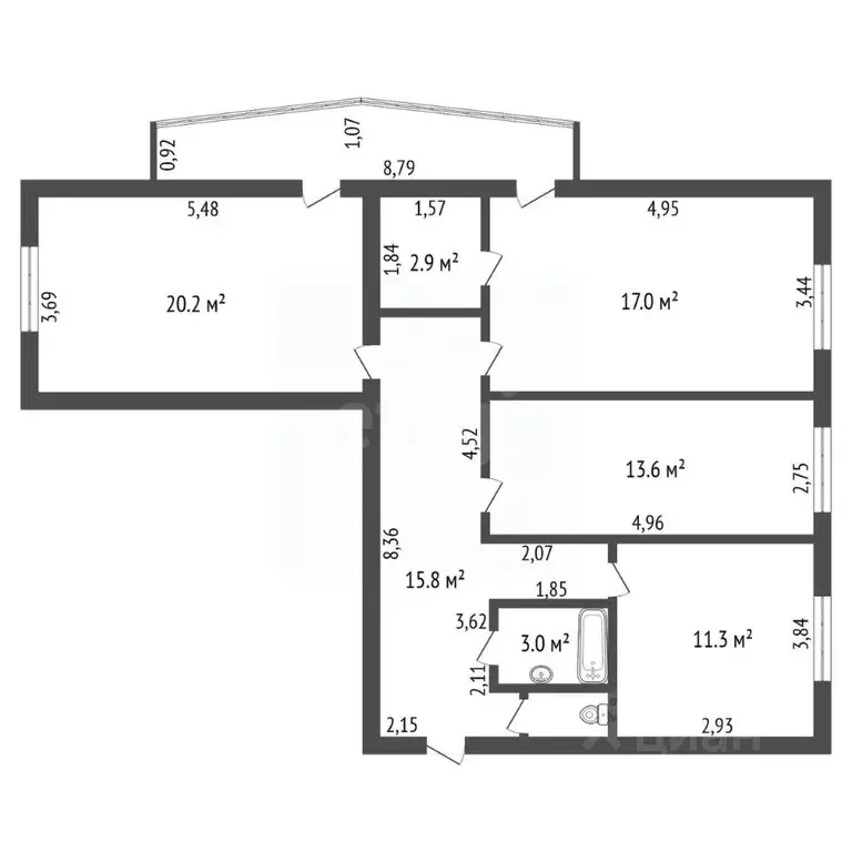 3-к кв. Амурская область, Благовещенск 2-й мкр, ул. Кантемирова, 6/4 ... - Фото 1