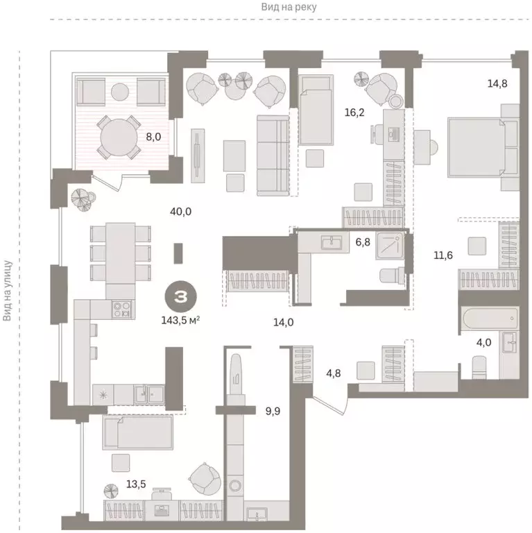 3-комнатная квартира: Тюмень, Краснооктябрьская улица, 4к1 (143.53 м) - Фото 2