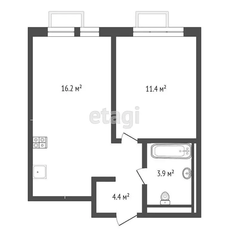 1-комнатная квартира: Тюмень, проезд Капитана Куликова, 5 (43.3 м) - Фото 1