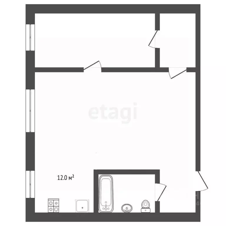 1-к кв. Тюменская область, Тюмень ул. Орджоникидзе, 62 (42.6 м) - Фото 2