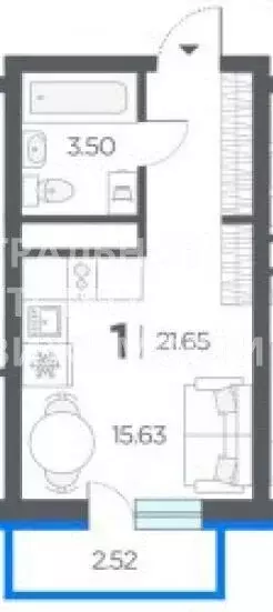 Квартира-студия: село Дядьково, 2-й Бульварный проезд, 11 (21.65 м) - Фото 1