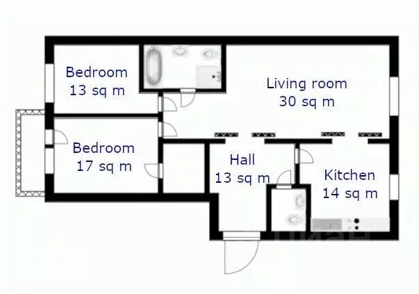 3-к кв. Москва 1-я Миусская ул., 2С1 (110.0 м) - Фото 1