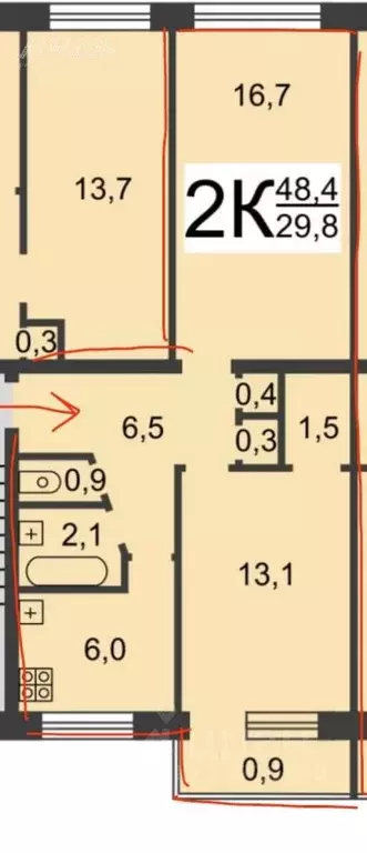 2-к кв. Нижегородская область, Нижний Новгород ул. Имени Героя ... - Фото 2