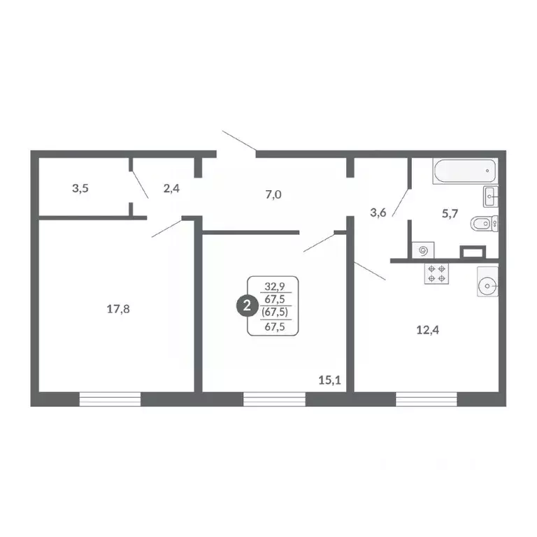 2-к кв. Кировская область, Киров ул. Пушкина, 25 (67.5 м) - Фото 1