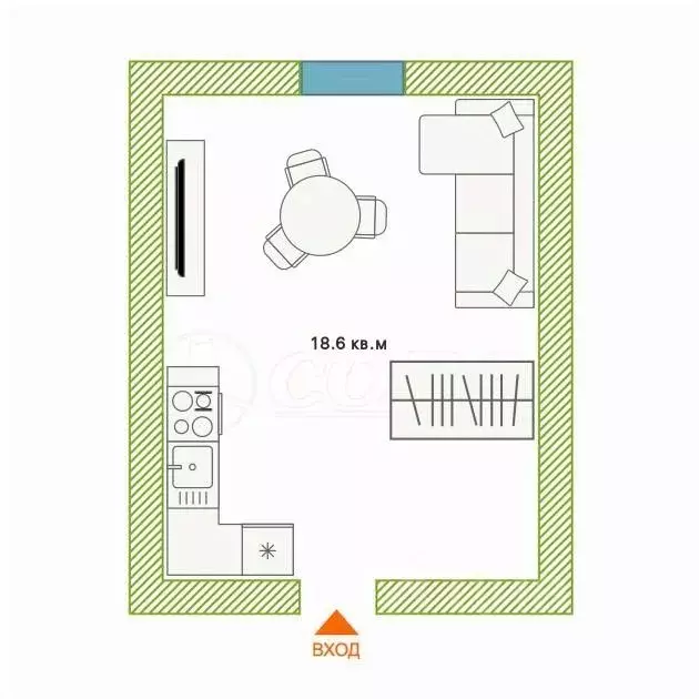 Комната Тюменская область, Тюмень Одесская ул., 18 (18.6 м) - Фото 2