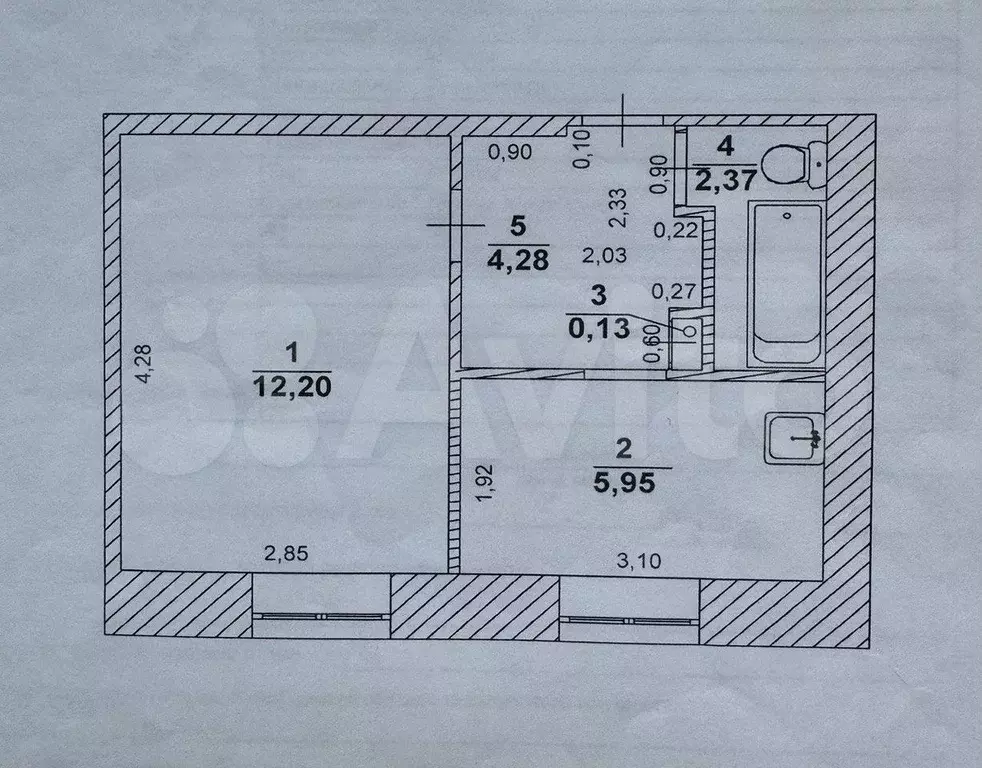 1-к. квартира, 25,1 м, 2/5 эт. - Фото 0