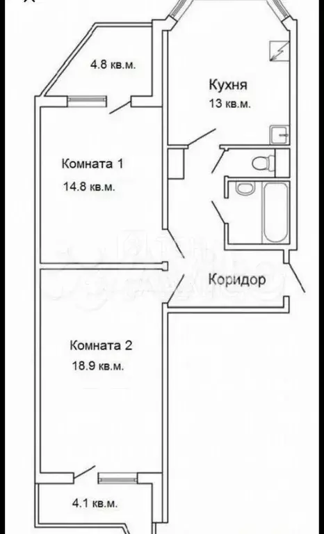 2-к. квартира, 60 м, 8/17 эт. - Фото 0