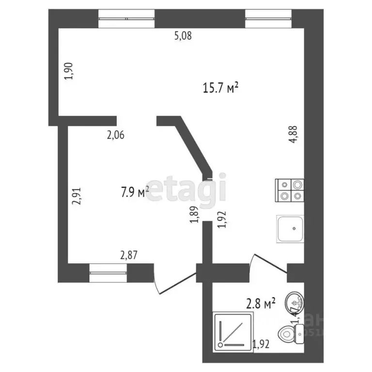 Студия Ростовская область, Ростов-на-Дону ул. Тимошенко, 5А (31.0 м) - Фото 2