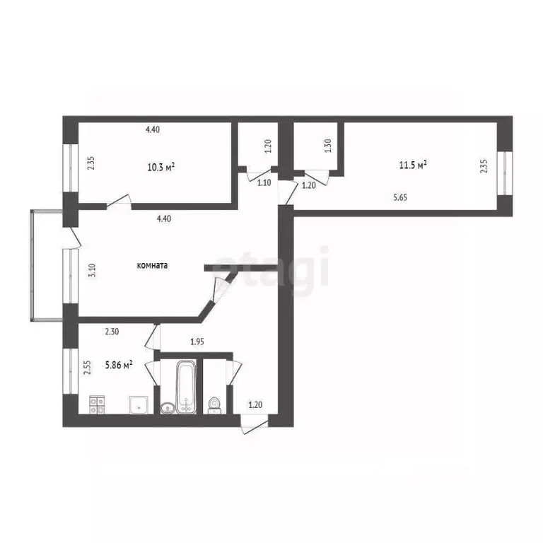 3-к кв. Тюменская область, Тюмень ул. Щорса, 11 (56.6 м) - Фото 0