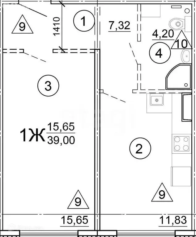 1-комнатная квартира: Тверь, Медовая улица, 7 (40 м) - Фото 1