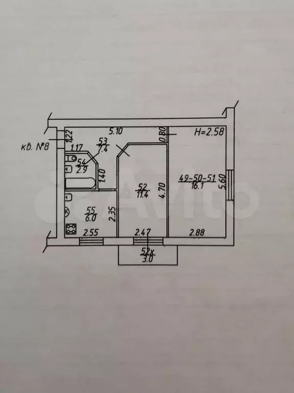 2-к. квартира, 43,8 м, 2/5 эт. - Фото 0