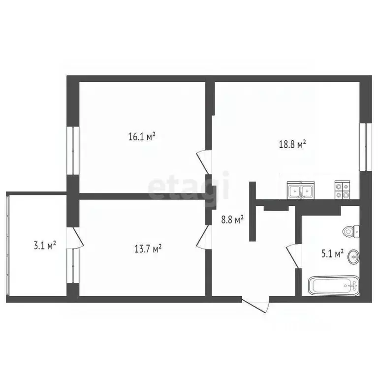 2-к кв. Калининградская область, Светлогорск Дачная ул., 6к1 (65.6 м) - Фото 2