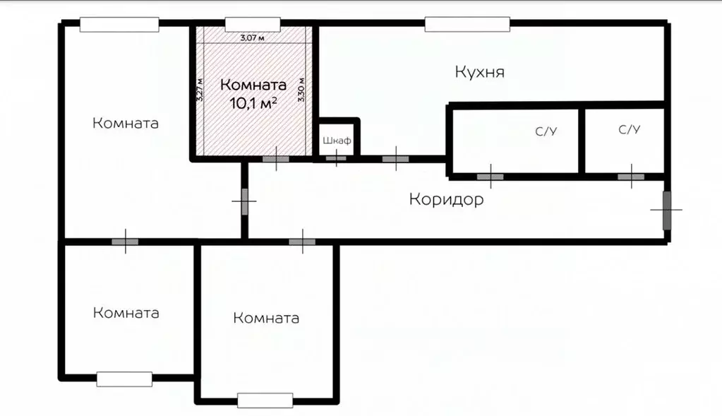 Комната Санкт-Петербург просп. Солидарности, 10К1 (10.0 м) - Фото 1