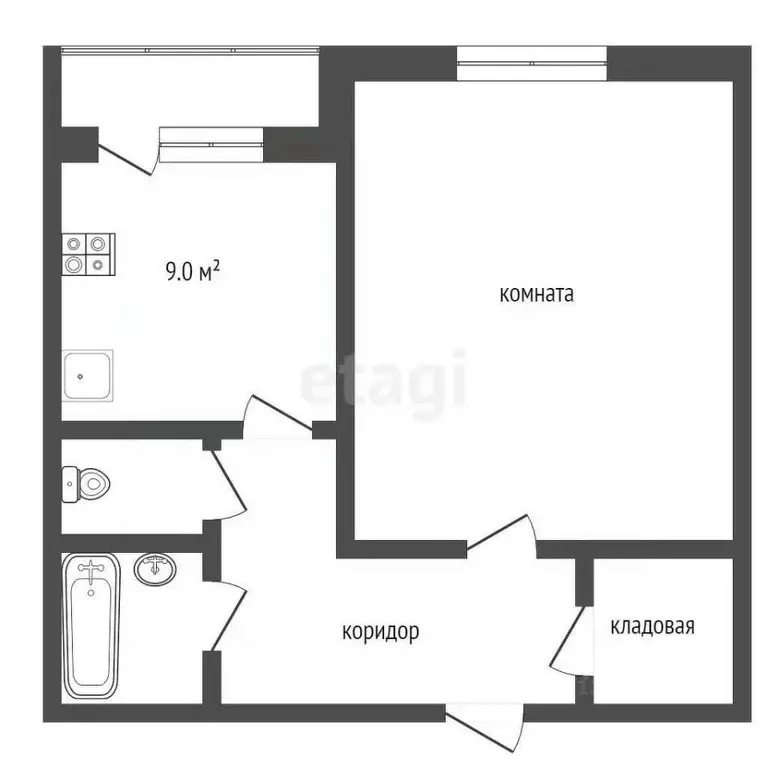 1-к кв. Ханты-Мансийский АО, Сургут Быстринская ул., 4 (42.5 м) - Фото 1