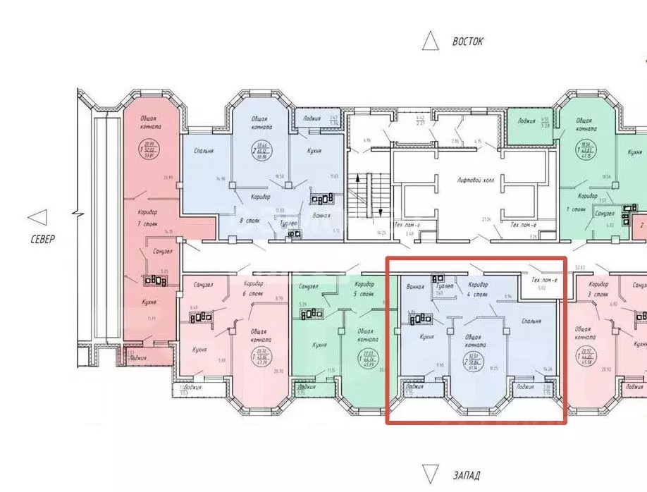 2-к кв. Хабаровский край, Хабаровск ул. Салтыкова-Щедрина, 1/1А (59.5 ... - Фото 1