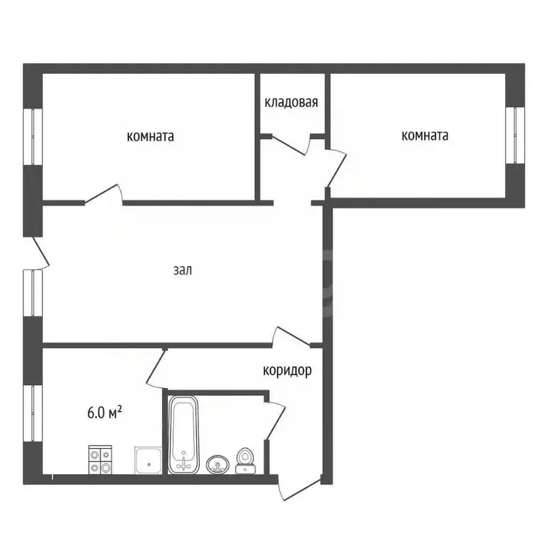 3-к кв. Тамбовская область, Тамбов Мичуринская ул., 64 (55.9 м) - Фото 2