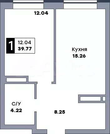 1-к. квартира, 39,8 м, 2/17 эт. - Фото 0