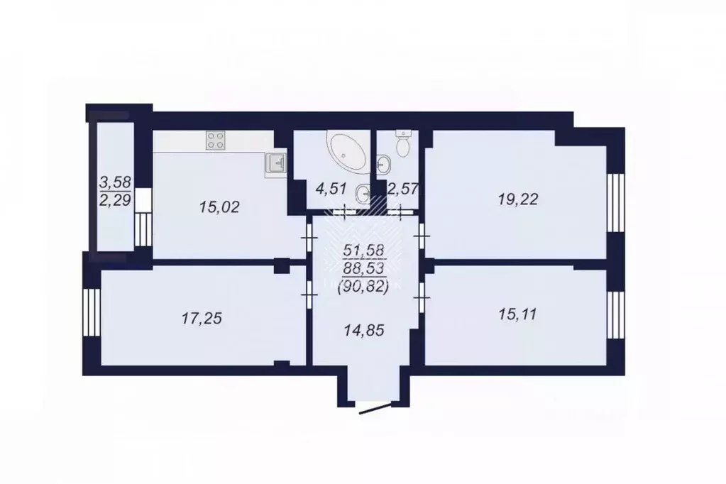 3-к кв. Челябинская область, Челябинск Копейская ул., 1 (90.82 м) - Фото 0