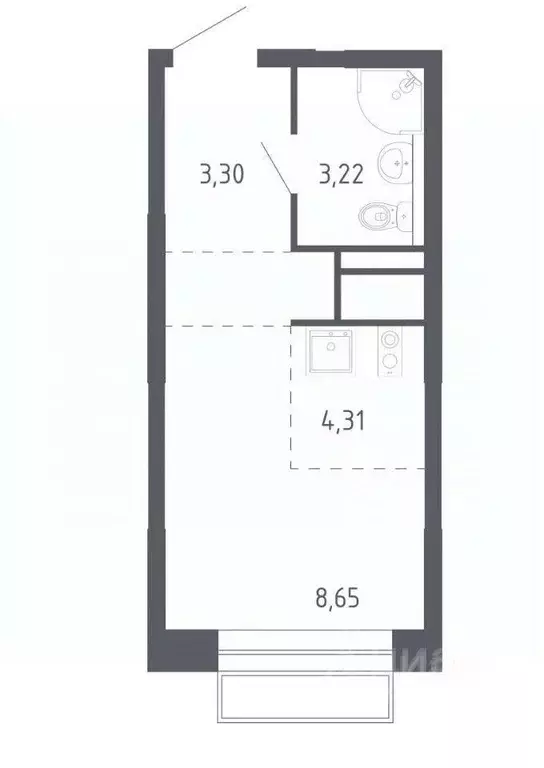 Студия Московская область, Балашиха ул. Романычева, 3 (19.48 м) - Фото 1
