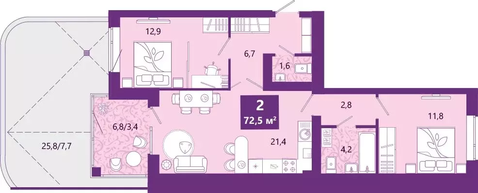 2-комнатная квартира: Калининград, Ключевая улица, 27В (73.5 м) - Фото 0