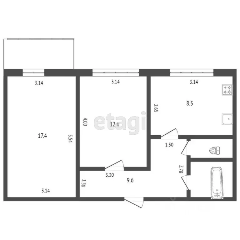 2-к кв. Карачаево-Черкесия, Черкесск ул. Карла Маркса, 101 (50.9 м) - Фото 1