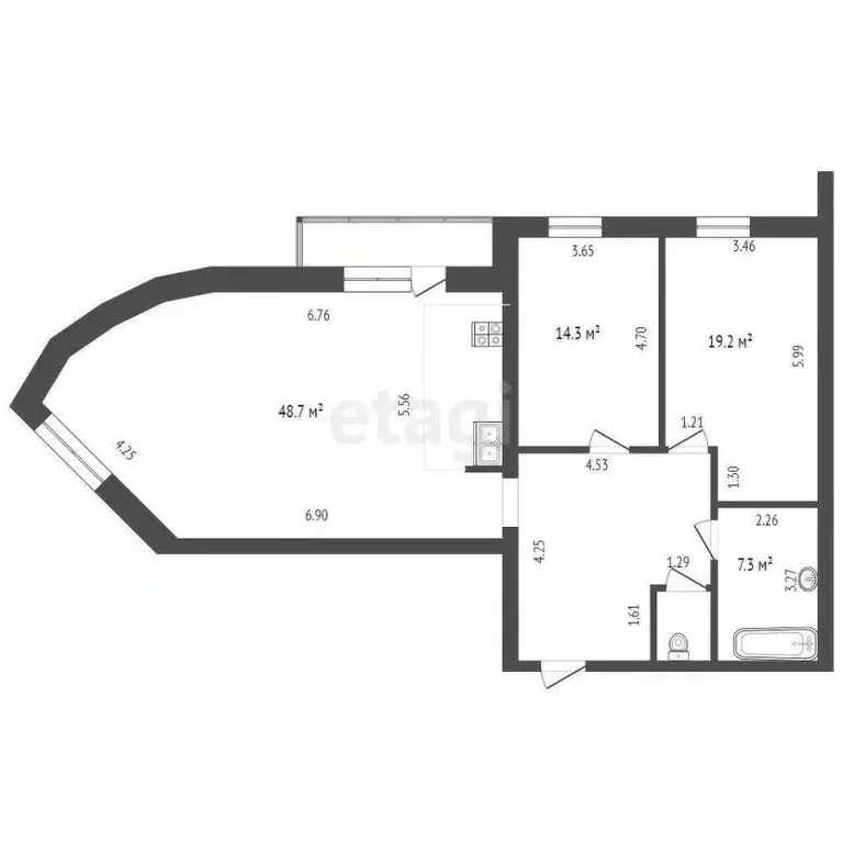 2-к кв. Тюменская область, Тюмень ул. Коммунаров, 35 (108.5 м) - Фото 0