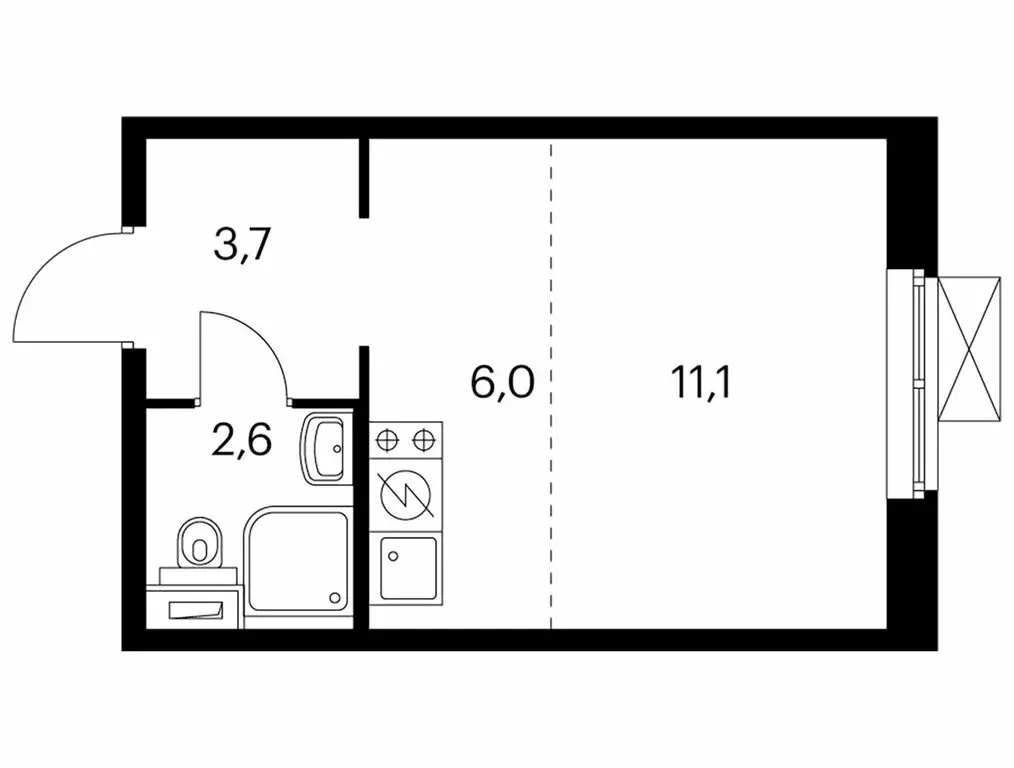 Квартира-студия: Котельники, микрорайон Белая Дача, 29 (23.3 м) - Фото 1
