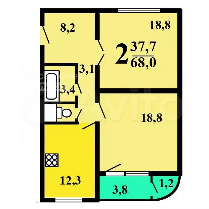 2-к. квартира, 65,5 м, 12/17 эт. - Фото 0