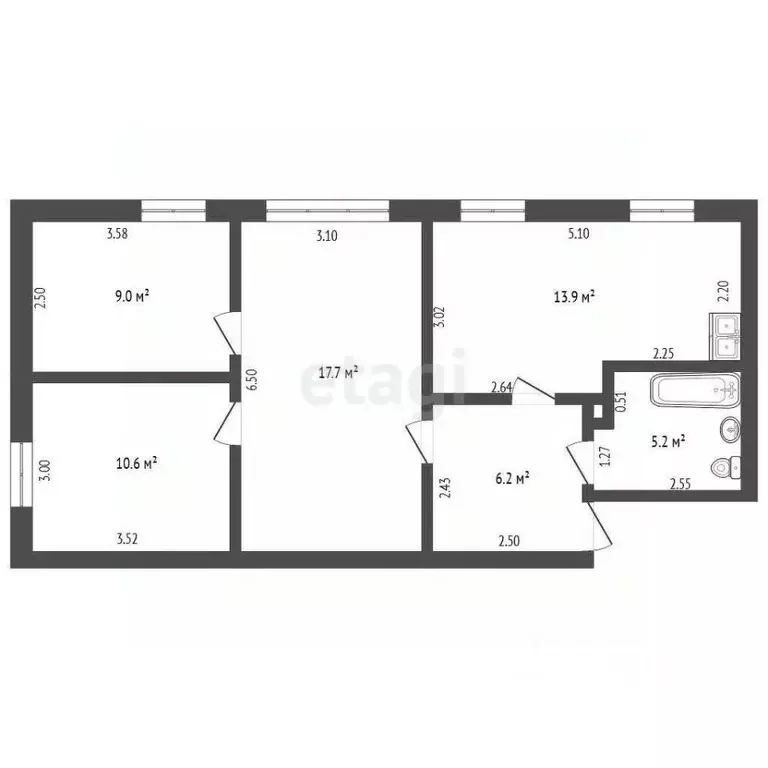 3-к кв. Крым, Евпатория ул. Некрасова, 63 (62.8 м) - Фото 1