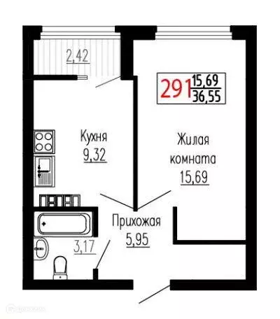Продаётся 1-к квартира, 36.6 м - Фото 0