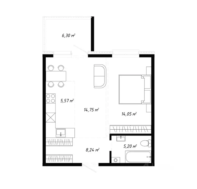 2-к кв. Иркутская область, Иркутск Правобережный округ, Кино жилой ... - Фото 2