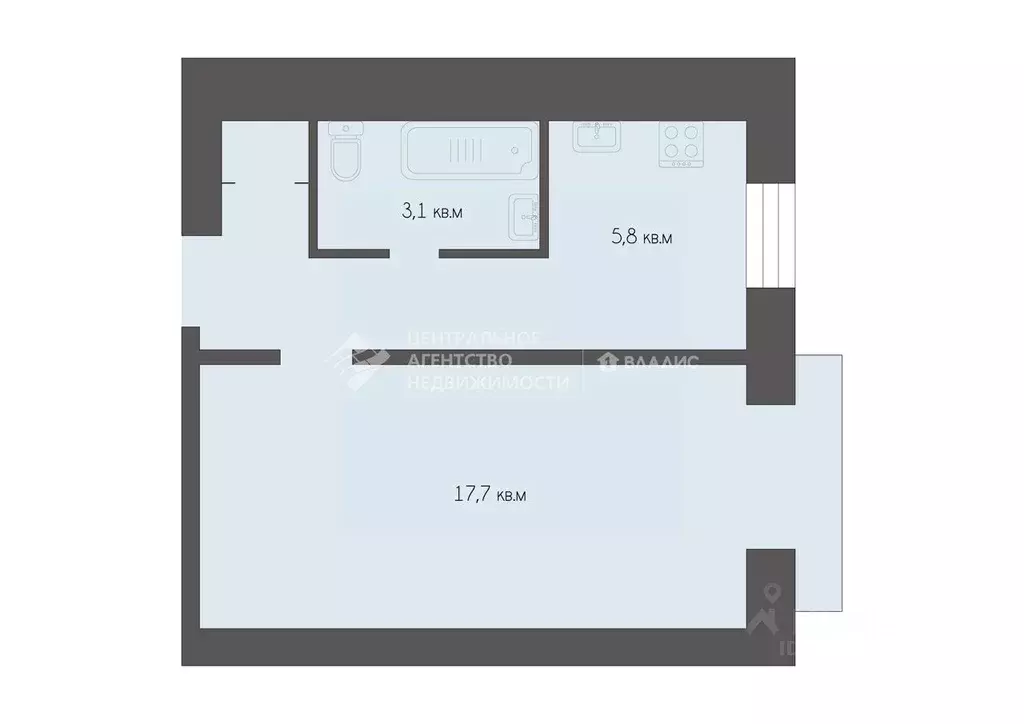 1-к кв. Рязанская область, Рязань Сенная ул., 3 (31.7 м) - Фото 2