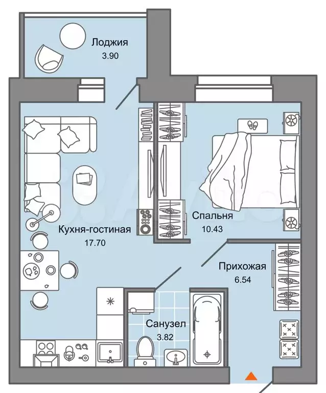 2-к. квартира, 40 м, 6/7 эт. - Фото 0