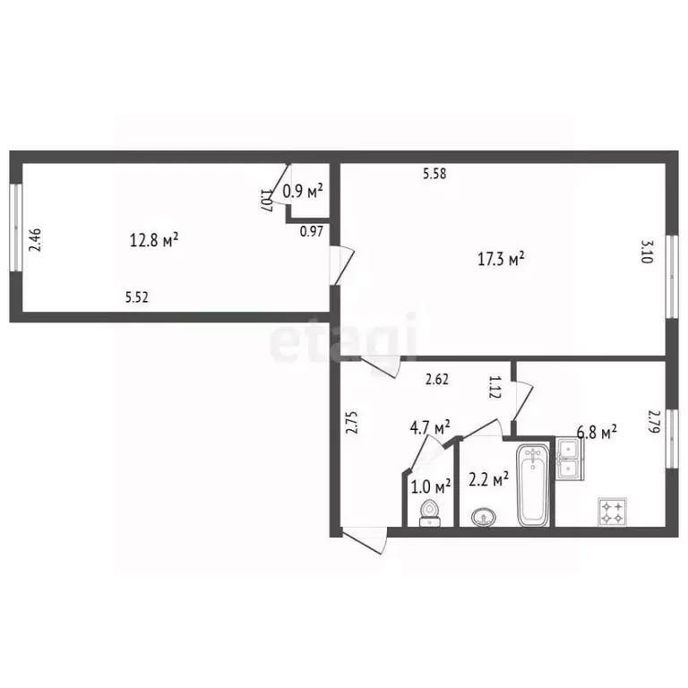 2-к кв. Санкт-Петербург, Санкт-Петербург, Кронштадт Флотская ул., 7 ... - Фото 2