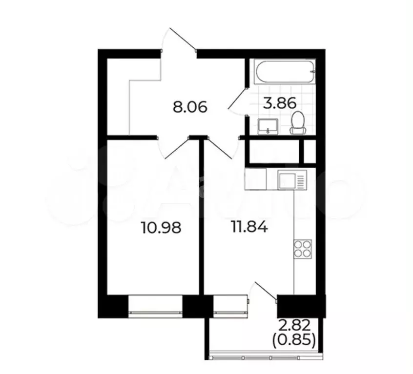 1-к. квартира, 35,1 м, 8/25 эт. - Фото 0