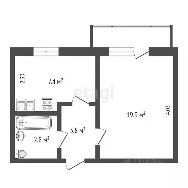1-к кв. Крым, Щелкино Ленинский район, 1-й мкр, 8 (30.1 м) - Фото 2