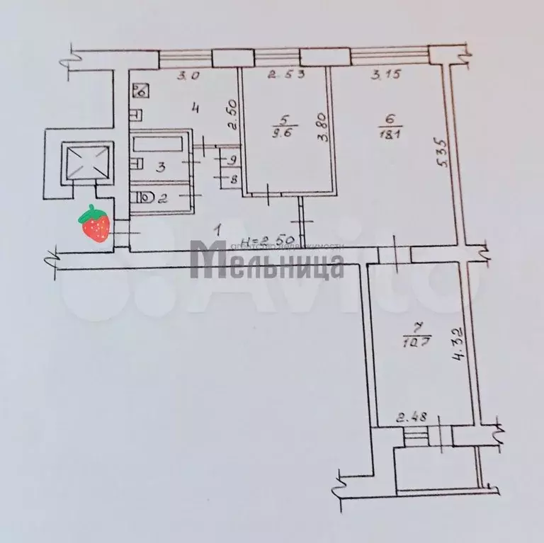 3-к. квартира, 57,3 м, 1/9 эт. - Фото 0