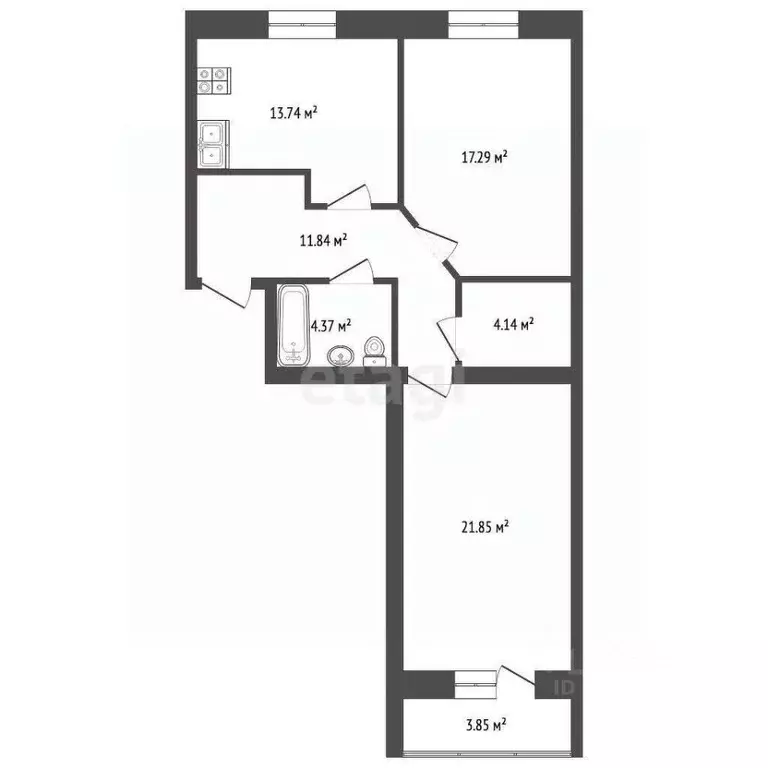 2-к кв. Вологодская область, Череповец Октябрьский просп., 62 (73.4 м) - Фото 2