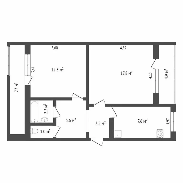 2-комнатная квартира: Севастополь, улица Генерала Мельника, 15 (62.2 ... - Фото 0