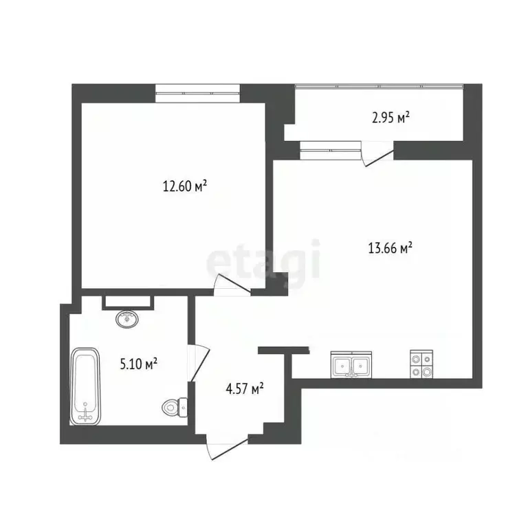 1-к кв. Тюменская область, Тюмень ул. Валентины Трофимовой, 6 (36.2 м) - Фото 2
