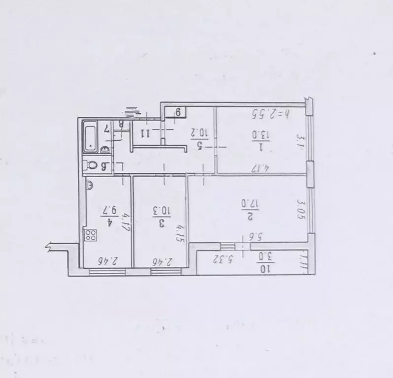 3-к кв. Омская область, Омск ул. Добровольского, 1 (66.0 м) - Фото 2