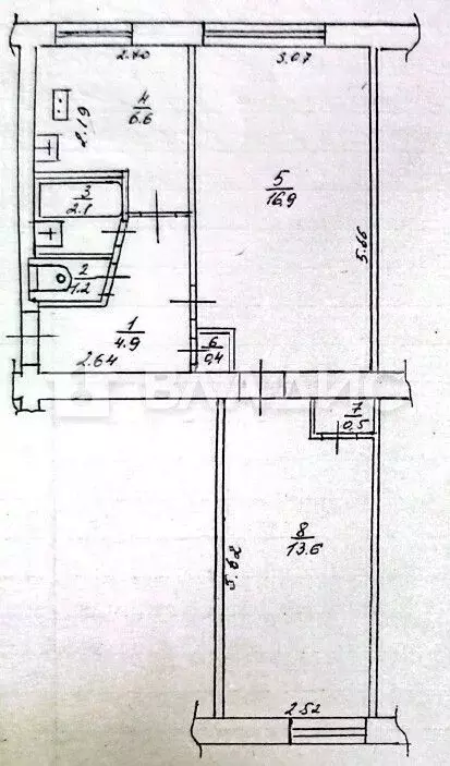 2-к кв. Карелия, Кондопога просп. Калинина, 9 (46.2 м) - Фото 2