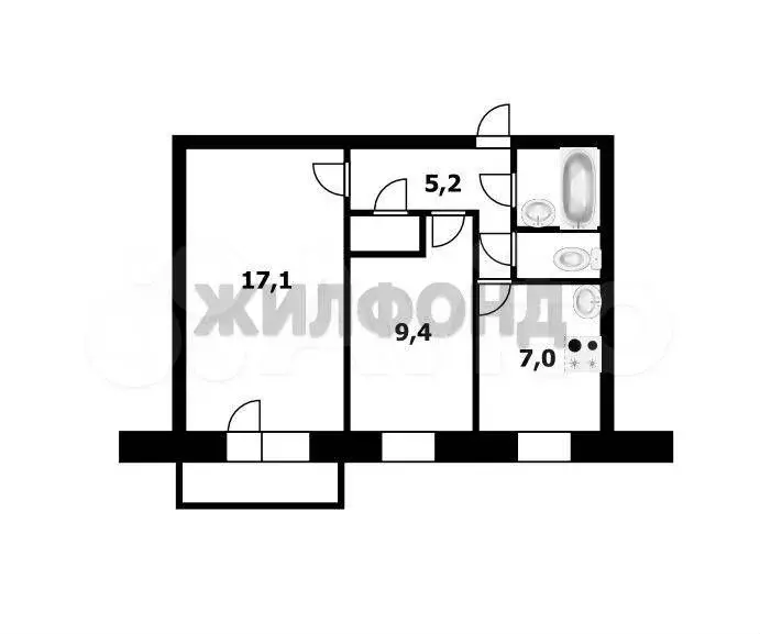 2-к. квартира, 43 м, 7/9 эт. - Фото 0