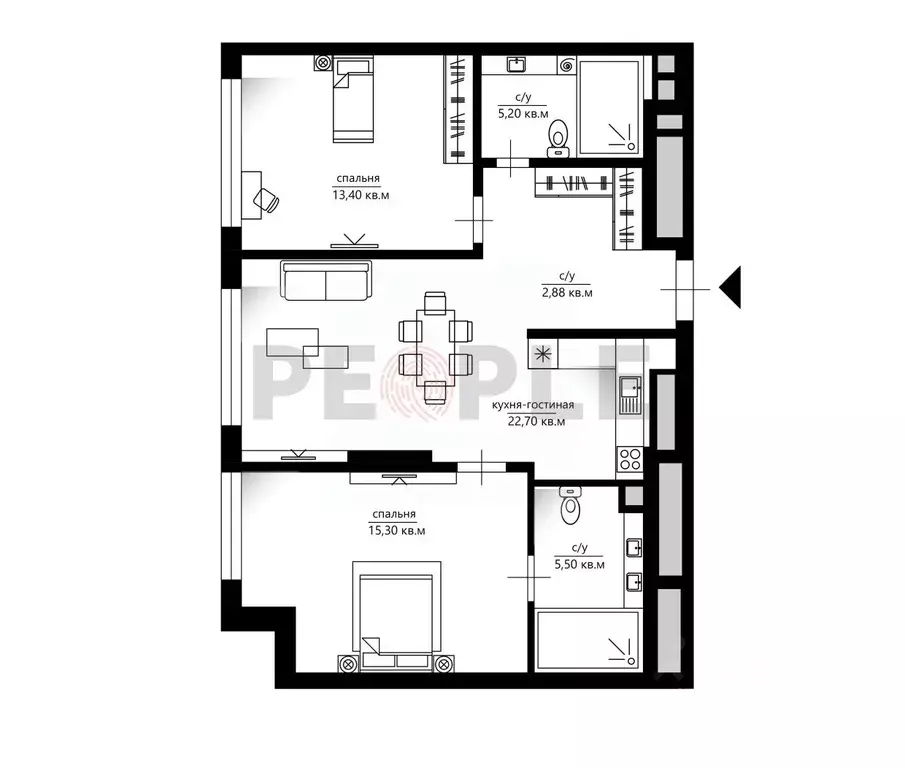 3-к кв. Москва ул. Нижние Мневники, 7 (69.4 м) - Фото 2