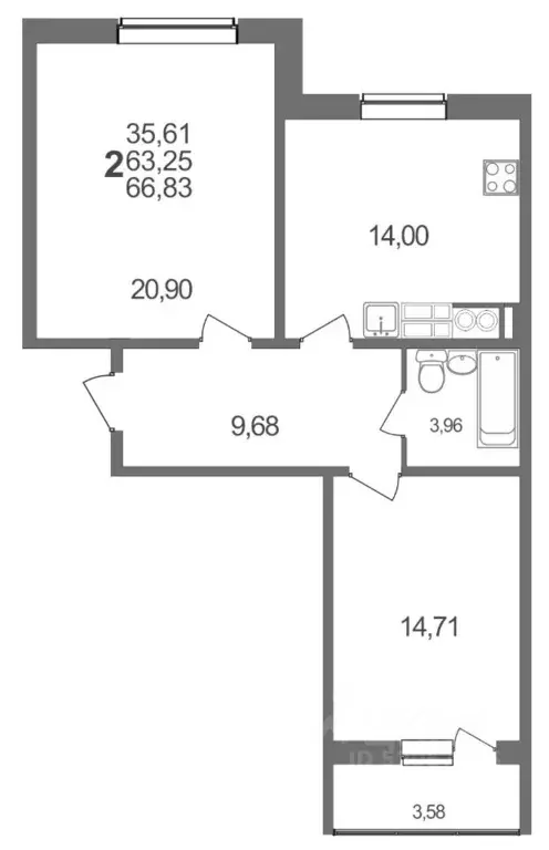 2-к кв. Белгородская область, Белгородский район, Разумное рп, ... - Фото 1