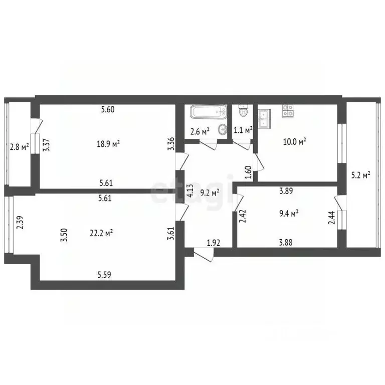 3-к кв. Санкт-Петербург ул. Кораблестроителей, 12к2 (73.4 м) - Фото 2