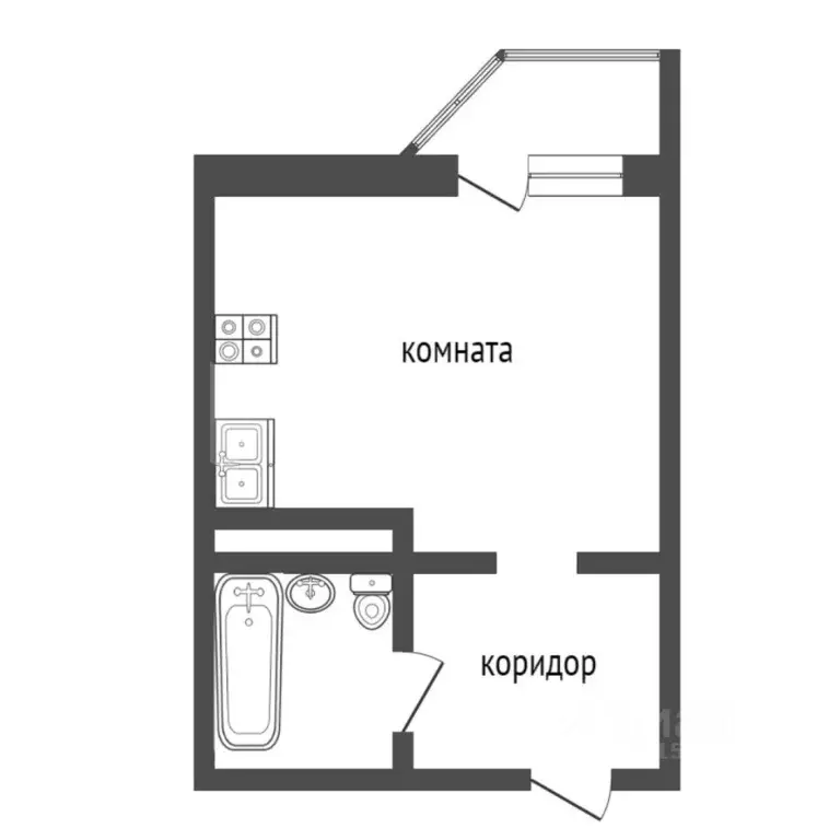 Студия Тюменская область, Тюмень ул. Беляева, 33к2 (27.2 м) - Фото 2